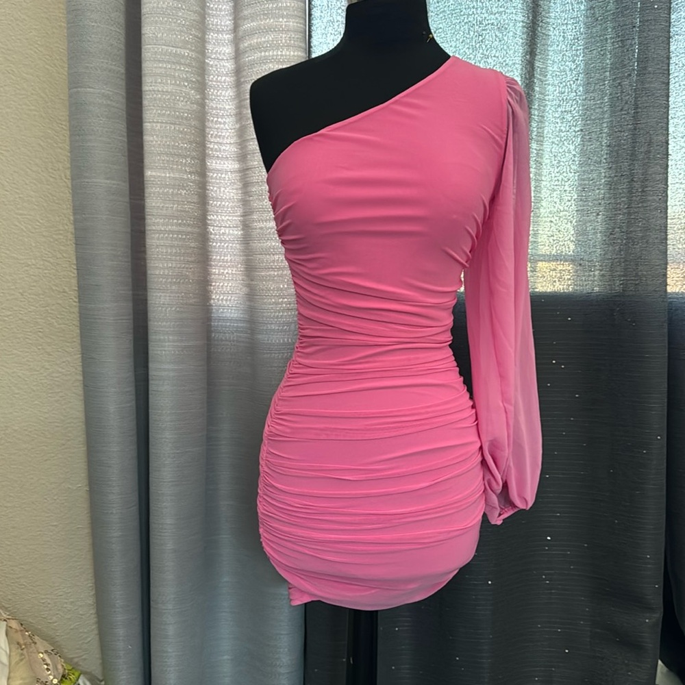 Brand new pink hello Molly one sleeve dress size small